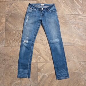 Hudson‎ Jax Boyfriend Skinny Jeans Distressed Blue Women's Size 24